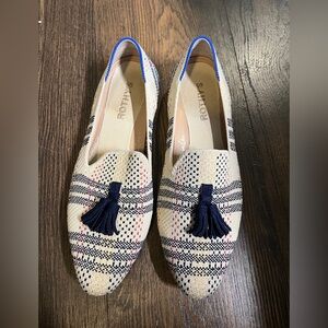 Rothy's Women's Checkered Tassel Almond Loafers - Cream and Navy